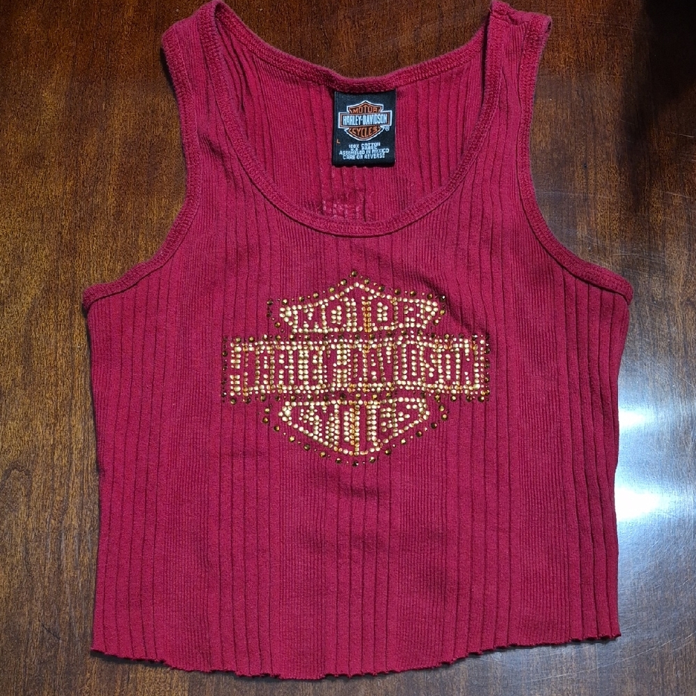 Harley-Davidson Red Embellished Tank Top